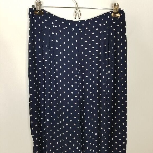 JOSEPH RIBKOFF Womens Sz 12 Polka Dot Pull On Ankle Pants Blue White Stretch - Picture 2 of 8